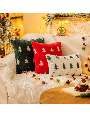 Funda de Cojines Decorativos AQOTHES Verde Bordado Navidad 45x45 cm