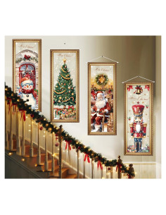 4 Banderas de Navidad Vintage Aovaely 99x40 cm Decorativas
