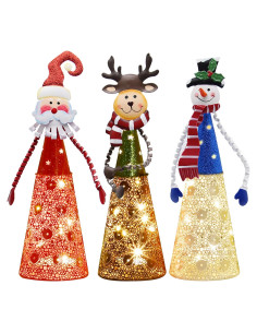 Juego de 3 Decoraciones de Mesa Navideñas LED ATDAWN