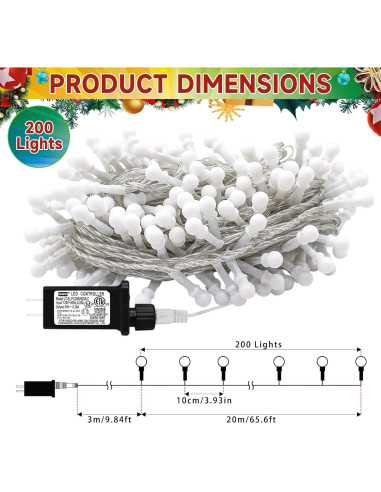 Luces de Cuerda de 200 LED Multicolor 22.86m con Control Remoto