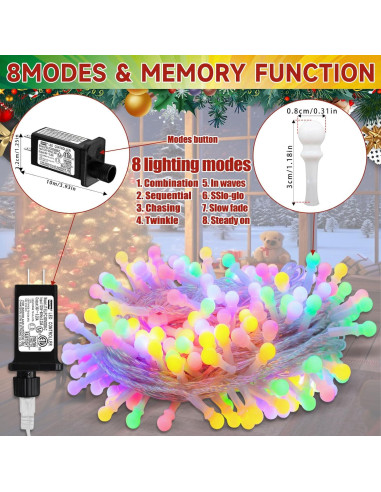 Luces de Cuerda de 200 LED Multicolor 22.86m con Control Remoto