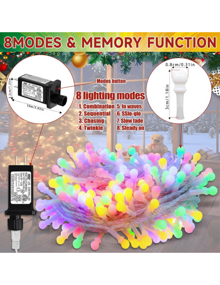 Luces de Cuerda de 200 LED Multicolor 22.86m con Control Remoto