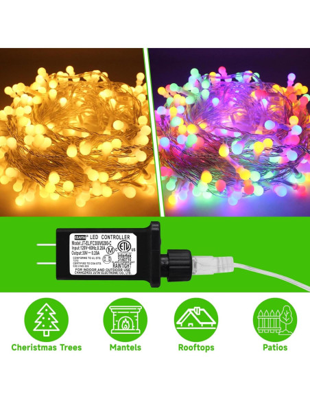 Luces de Cuerda de 200 LED Multicolor 22.86m con Control Remoto