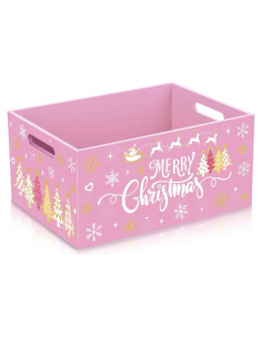 Caja de Madera Navideña Rosa Soaoo 29x21x13.7 cm Decorativa