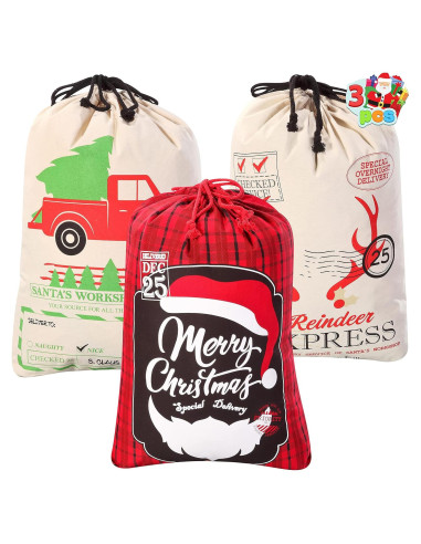 Bolsa de Yute Grande JOYIN Navidad 66x48 cm 3 Pcs
