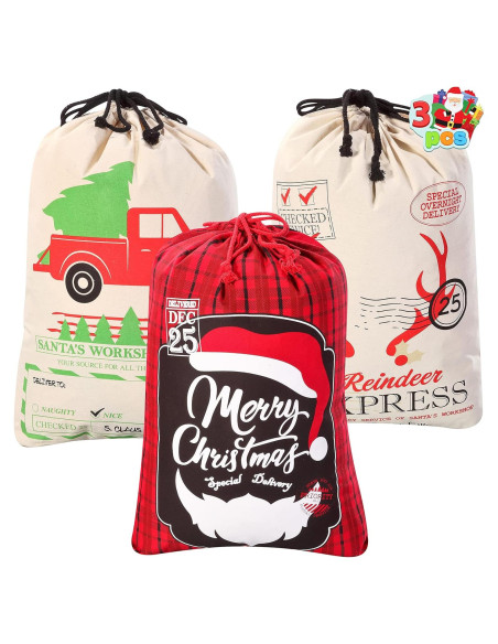 Bolsa de Yute Grande JOYIN Navidad 66x48 cm 3 Pcs