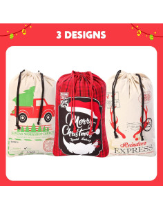 Bolsa de Yute Grande JOYIN Navidad 66x48 cm 3 Pcs 2