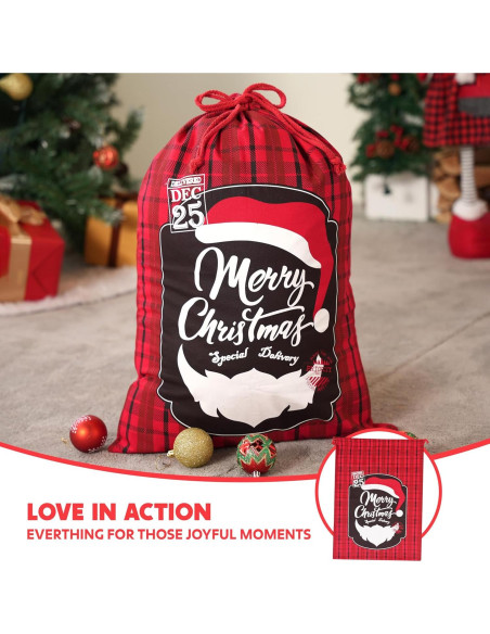 Bolsa de Yute Grande JOYIN Navidad 66x48 cm 3 Pcs