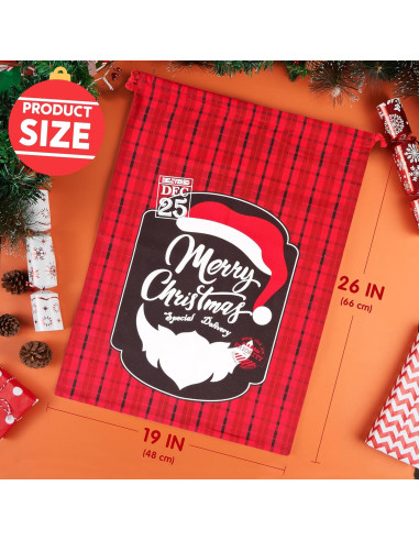 Bolsa de Yute Grande JOYIN Navidad 66x48 cm 3 Pcs