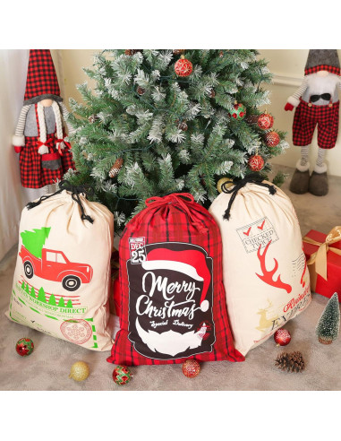Bolsa de Yute Grande JOYIN Navidad 66x48 cm 3 Pcs