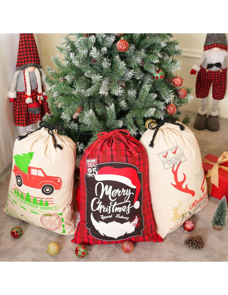 Bolsa de Yute Grande JOYIN Navidad 66x48 cm 3 Pcs