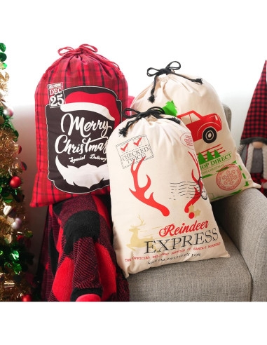 Bolsa de Yute Grande JOYIN Navidad 66x48 cm 3 Pcs