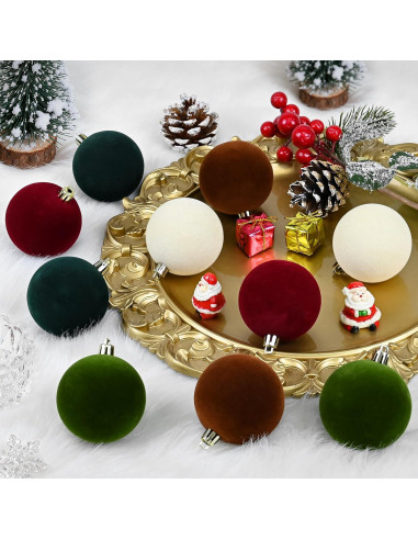 Juego de 30 Bolas de Adorno de Navidad Terciopelo 6 cm