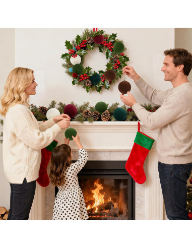 Juego de 30 Bolas de Adorno de Navidad Terciopelo 6 cm