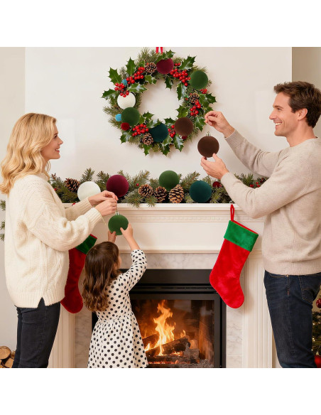 Juego de 30 Bolas de Adorno de Navidad Terciopelo 6 cm