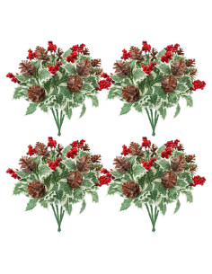 16 Piezas Ramas Artificiales de Berries Rojas Phliofd 28cm