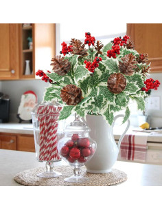 16 Piezas Ramas Artificiales de Berries Rojas Phliofd 28cm 2