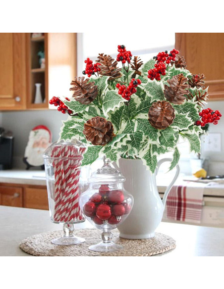 16 Piezas Ramas Artificiales de Berries Rojas Phliofd 28cm