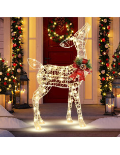 Reno Iluminado Tangkula 0.88m con 50 Luces LED Blanco Cálido 2