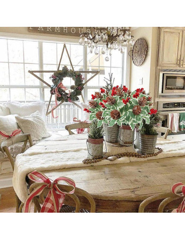 16 Piezas Ramas Artificiales de Berries Rojas Phliofd 28cm