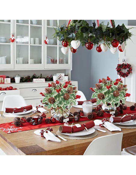 16 Piezas Ramas Artificiales de Berries Rojas Phliofd 28cm
