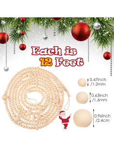 Guirnalda de Perlas de Madera Yinder 3.6m Decoración Navideña 2