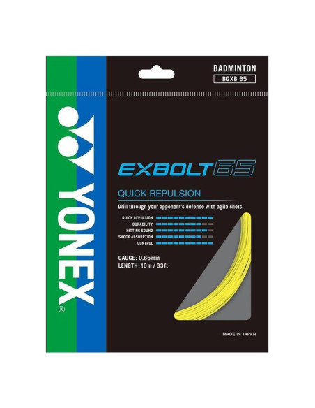 Cuerda de Bádminton YONEX Exbolt 65 Amarillo 10m