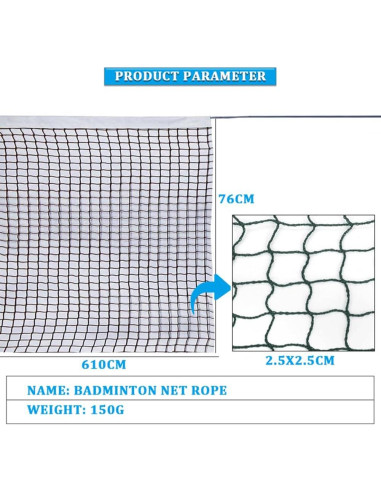 Red de bádminton portátil Happyupcity 610x76 cm verde