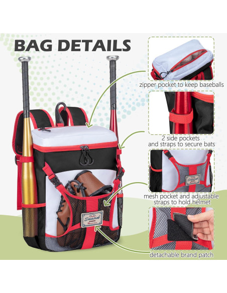 Bolsa de béisbol juvenil Smasrob Sm00101 negra con soporte