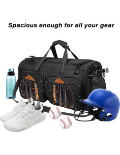 Bolsa de Béisbol MOSISO Baseblbg Negra con Compartimentos 2