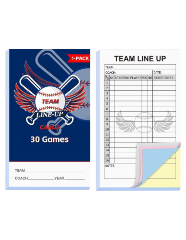 30 Tarjetas de Alineación de Béisbol Archerest 11.5x20 cm