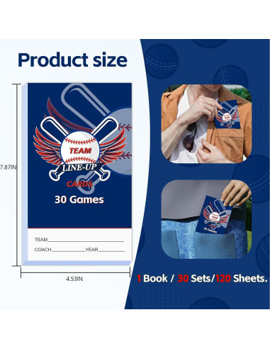 30 Tarjetas de Alineación de Béisbol Archerest 11.5x20 cm