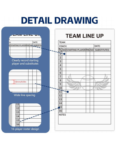 30 Tarjetas de Alineación de Béisbol Archerest 11.5x20 cm