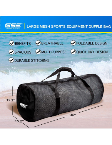 Bolsa de Deporte de Malla GSE 91.4x38.6cm Negra Resistente