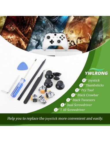 Paquete de 4 Joysticks Efecto Hall YWLRONG para Xbox One S/X