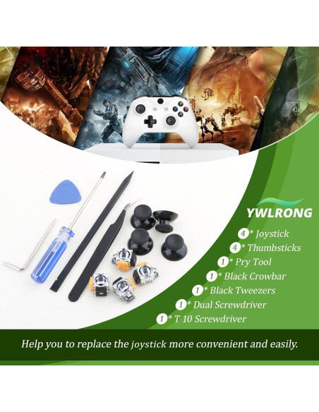 Paquete de 4 Joysticks Efecto Hall YWLRONG para Xbox One S/X
