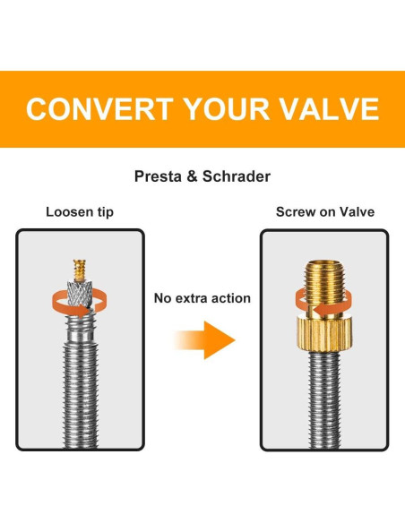 Adaptador de Válvula Presta a Schrader HZJD - 2PCS Dorado