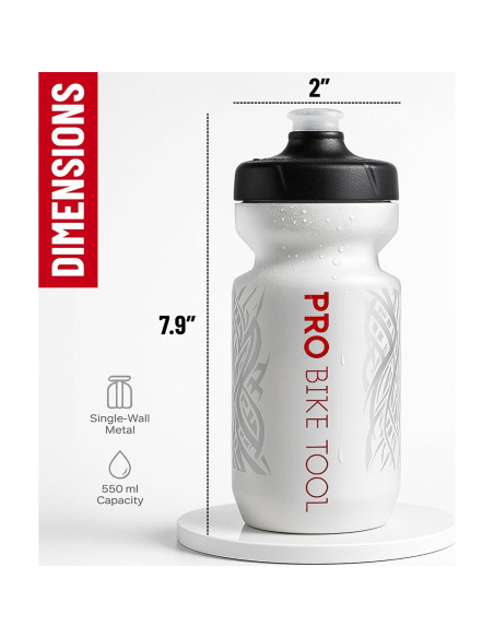 Botella de Agua Pro Bike Tool 550 ml Blanca - Ciclismo y Fitness