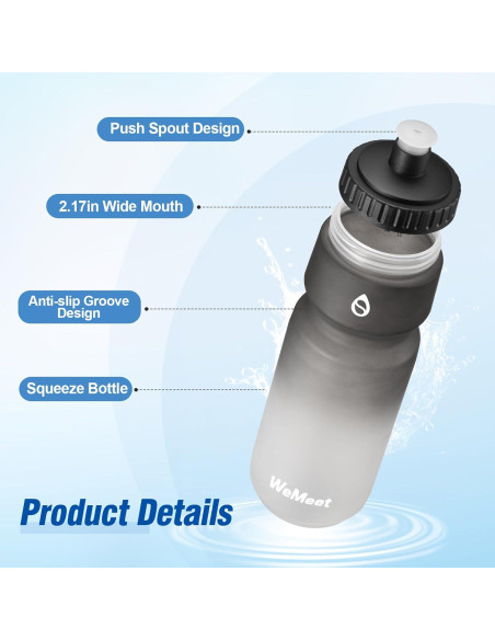 Botellas de Agua Squeeze WEMEET 709ml Paquete de 2 - Libre BPA
