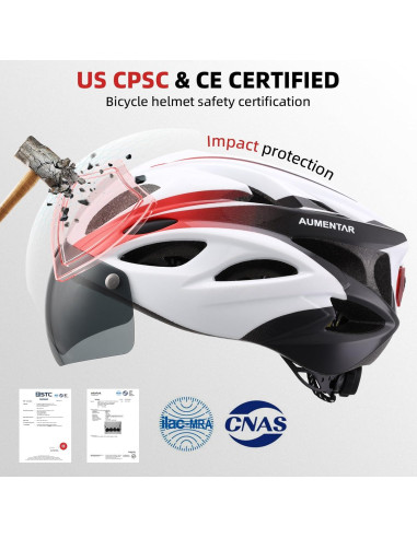 Casco de Bicicleta AUMENTAR con Luz LED y Gafas Magnéticas