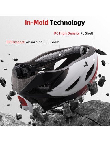 Casco de Bicicleta AUMENTAR con Luz LED y Gafas Magnéticas