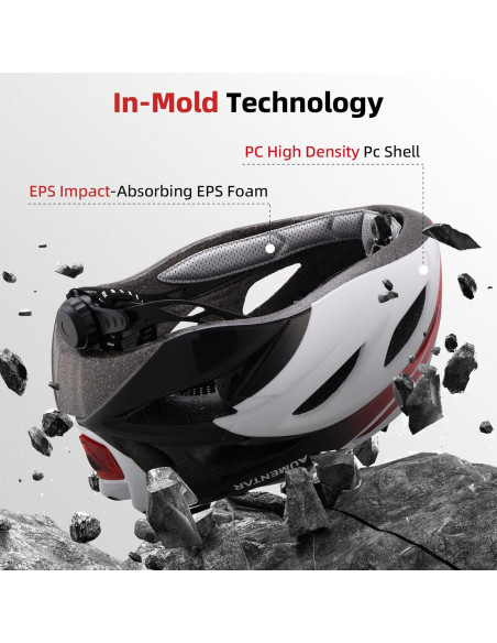 Casco de Bicicleta AUMENTAR con Luz LED y Gafas Magnéticas