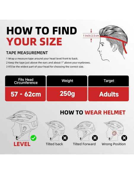 Casco de Bicicleta AUMENTAR con Luz LED y Gafas Magnéticas