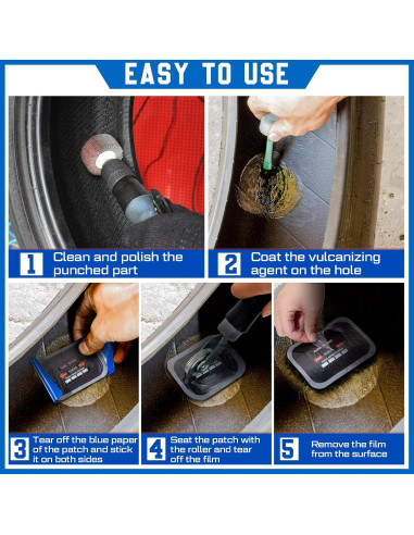 Kit de Parches para Neumáticos Tallew 60 Pcs 6.5x8 cm