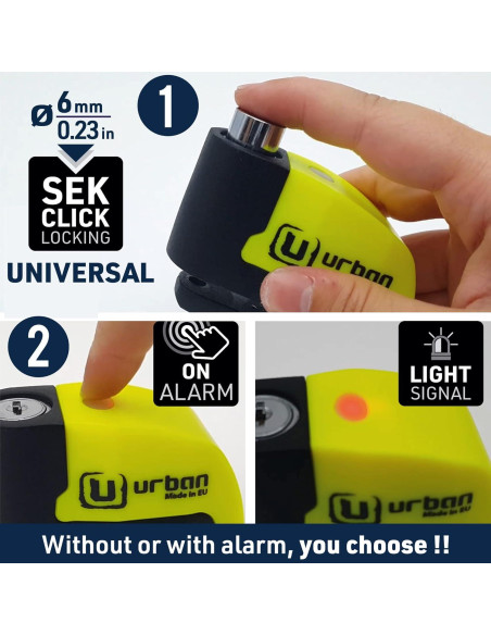 Cerradura de Disco URBAN UR6 con Alarma 120db Impermeable