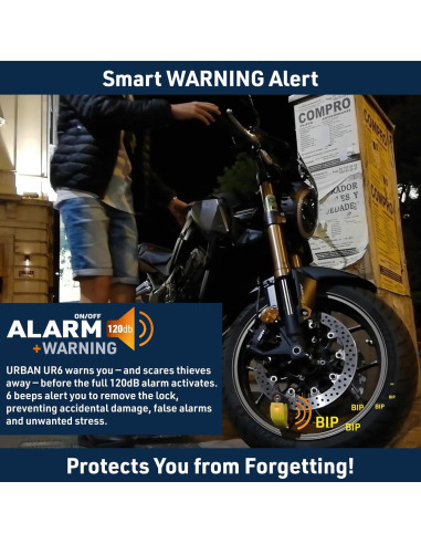 Cerradura de Disco URBAN UR6 con Alarma 120db Impermeable