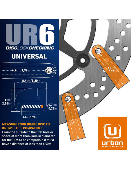 Cerradura de Disco URBAN UR6 con Alarma 120db Impermeable