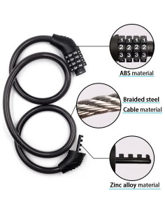 Candado de bicicleta Revelook 4 dígitos 90 cm antirrobo 2