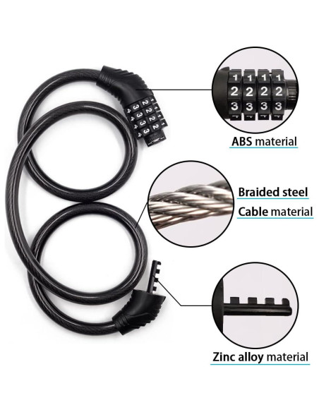 Candado de bicicleta Revelook 4 dígitos 90 cm antirrobo