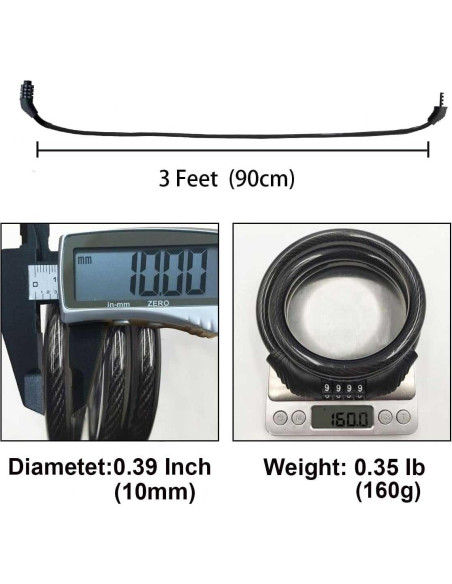 Candado de bicicleta Revelook 4 dígitos 90 cm antirrobo